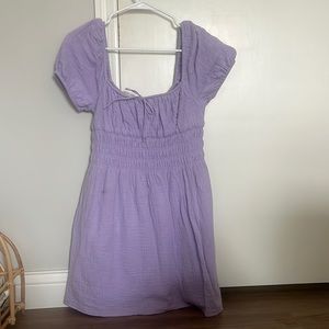 Purple linen mini dress